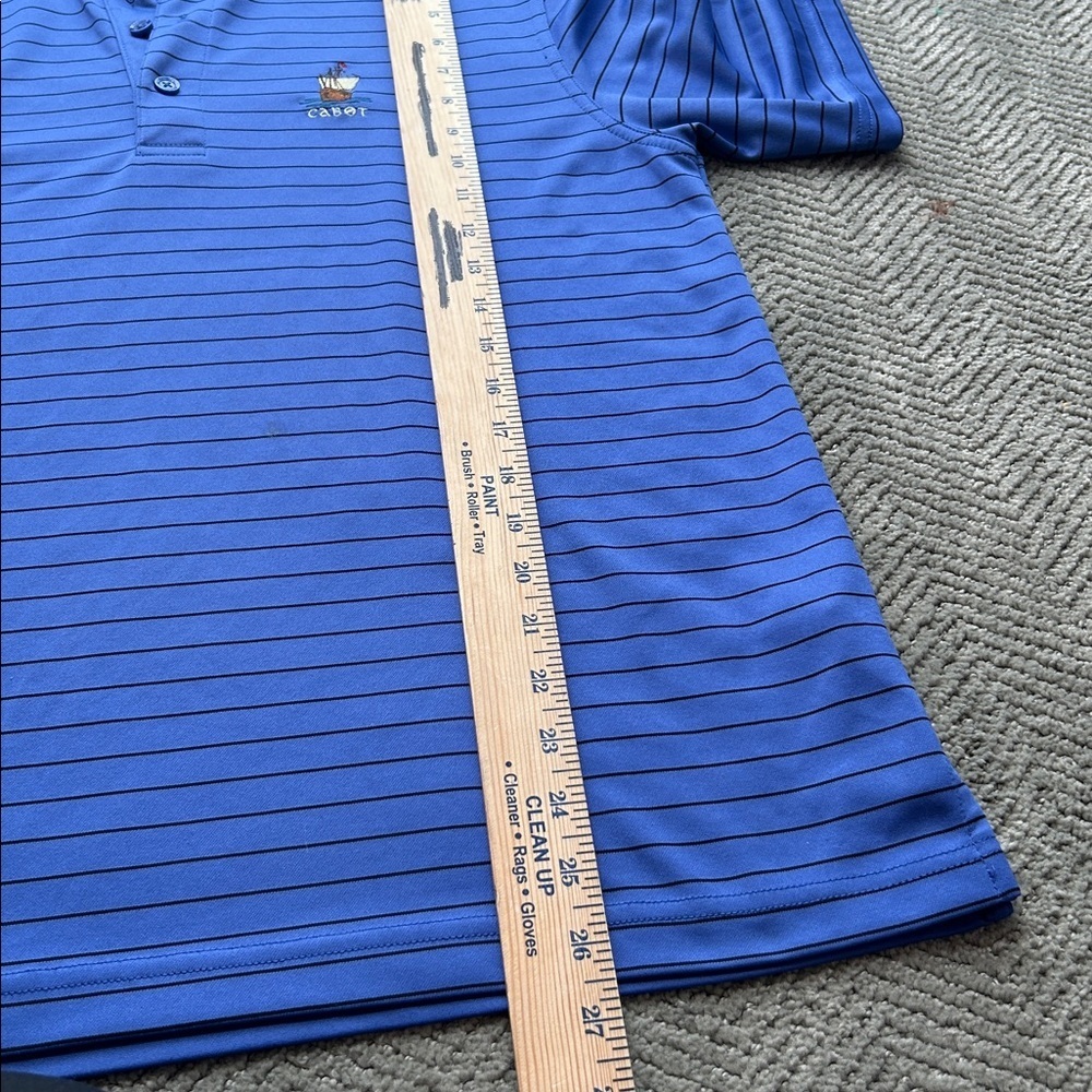 Callaway Striped Golf Polo Shirt Blue Black Cabot Logo Size S Mens - Picture 11 of 11